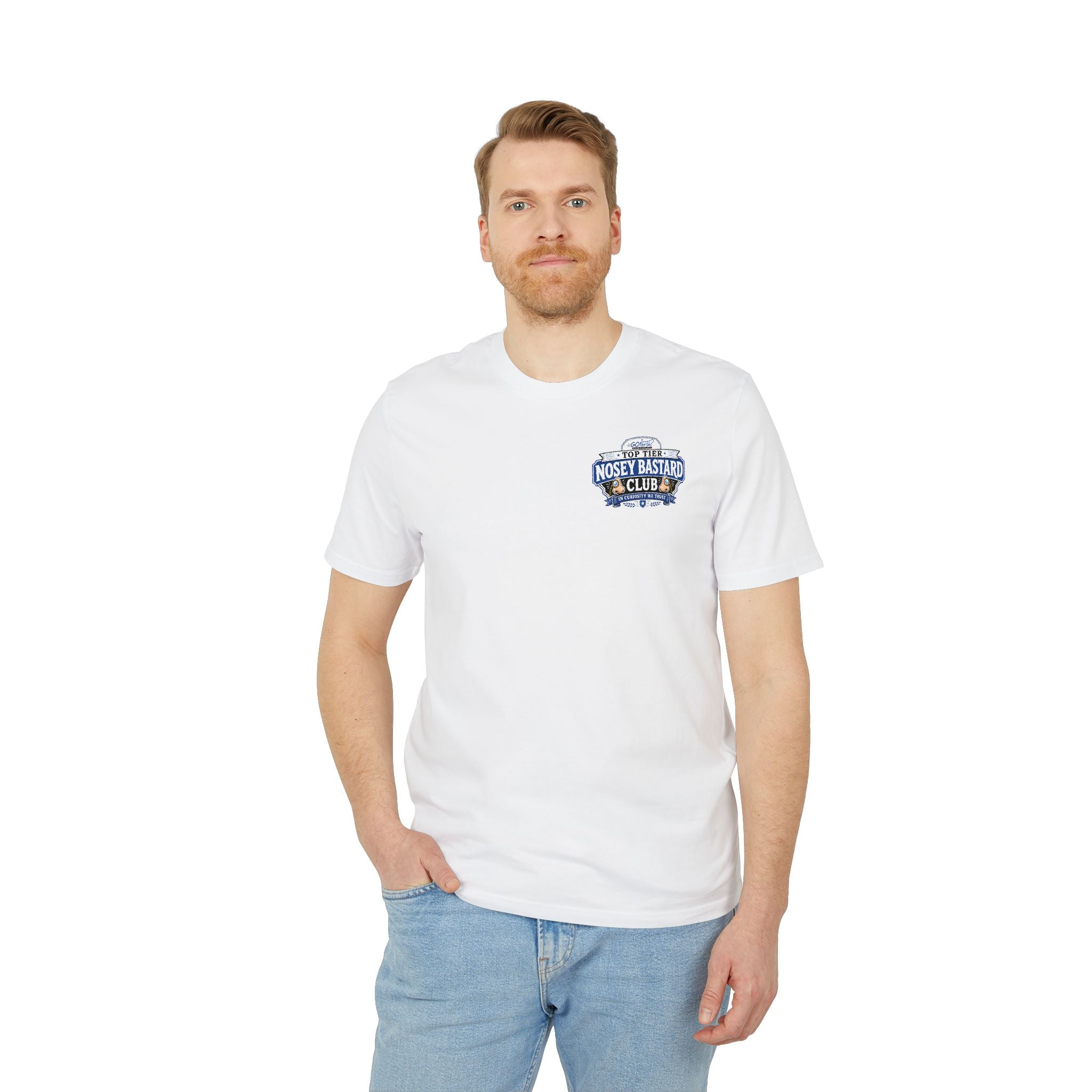 'TOP TIER' Nosey Bastard Club | Official GO Forth! T-Shirt | Small Chest Logo | White