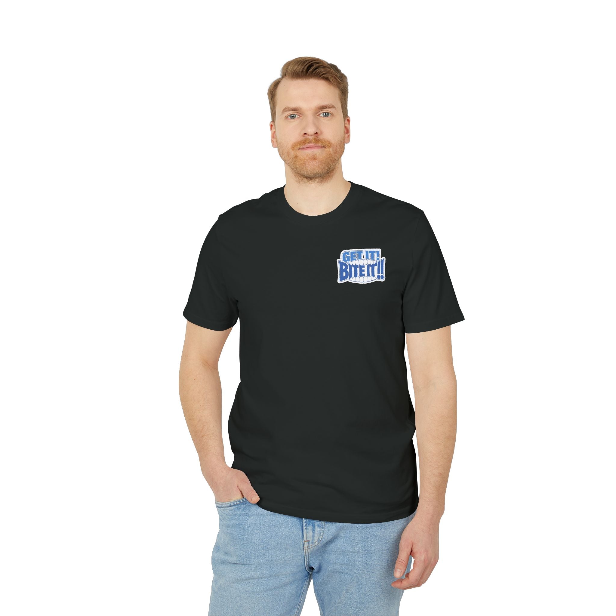 💪 GET IT! BITE IT!! 🫦 | Official GO Forth! T-Shirt | Small Chest Logo | Colour