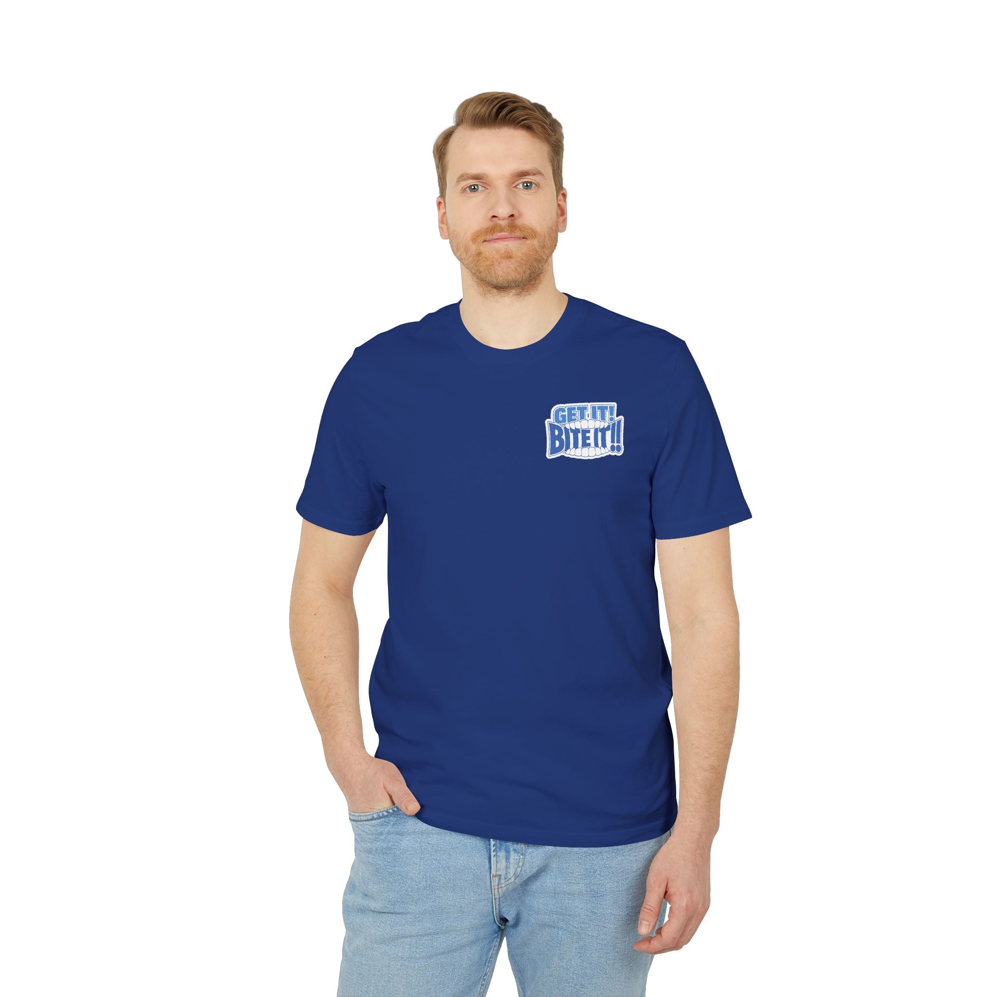 💪 GET IT! BITE IT!! 🫦 | Official GO Forth! T-Shirt | Small Chest Logo | Colour