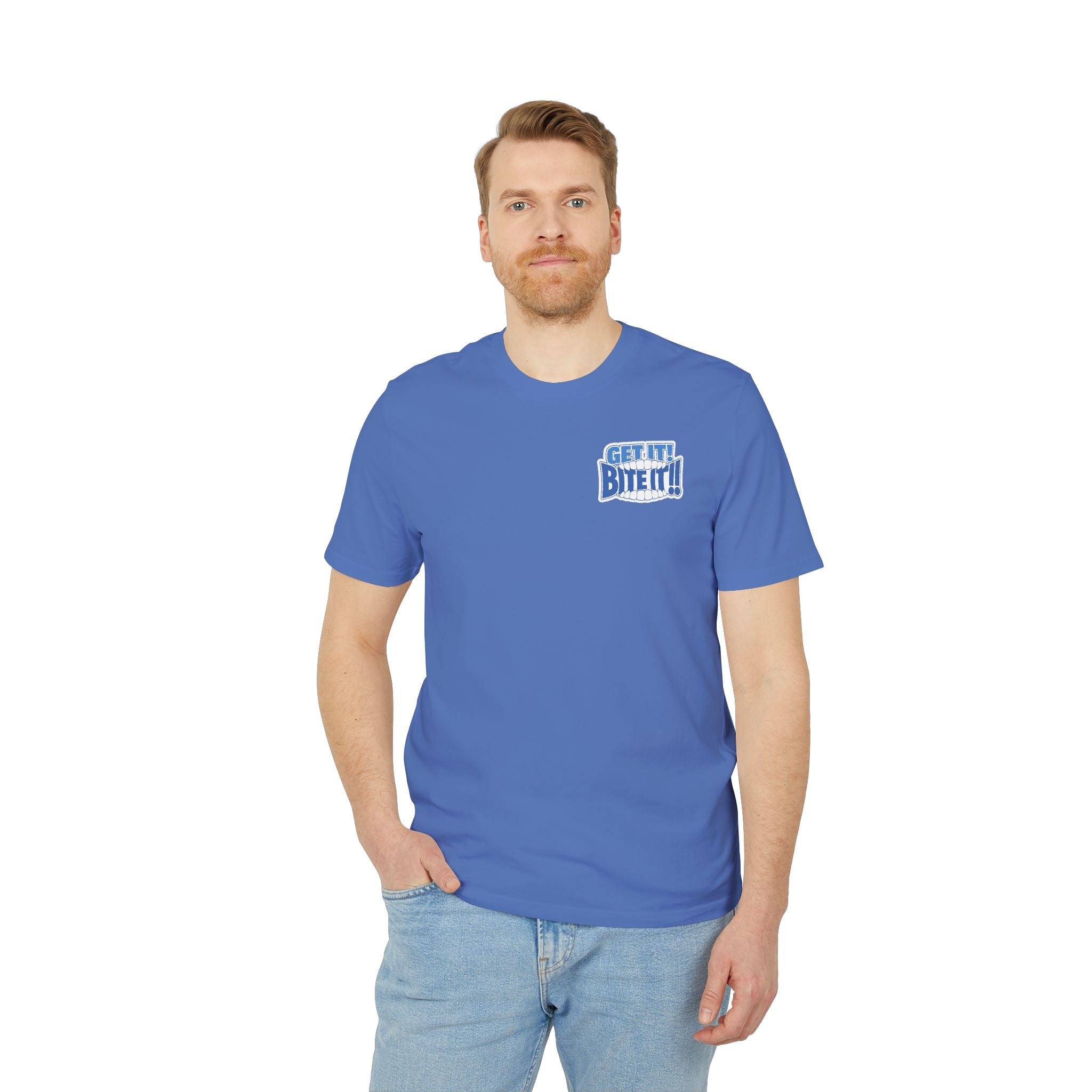 💪 GET IT! BITE IT!! 🫦 | Official GO Forth! T-Shirt | Small Chest Logo | Colour