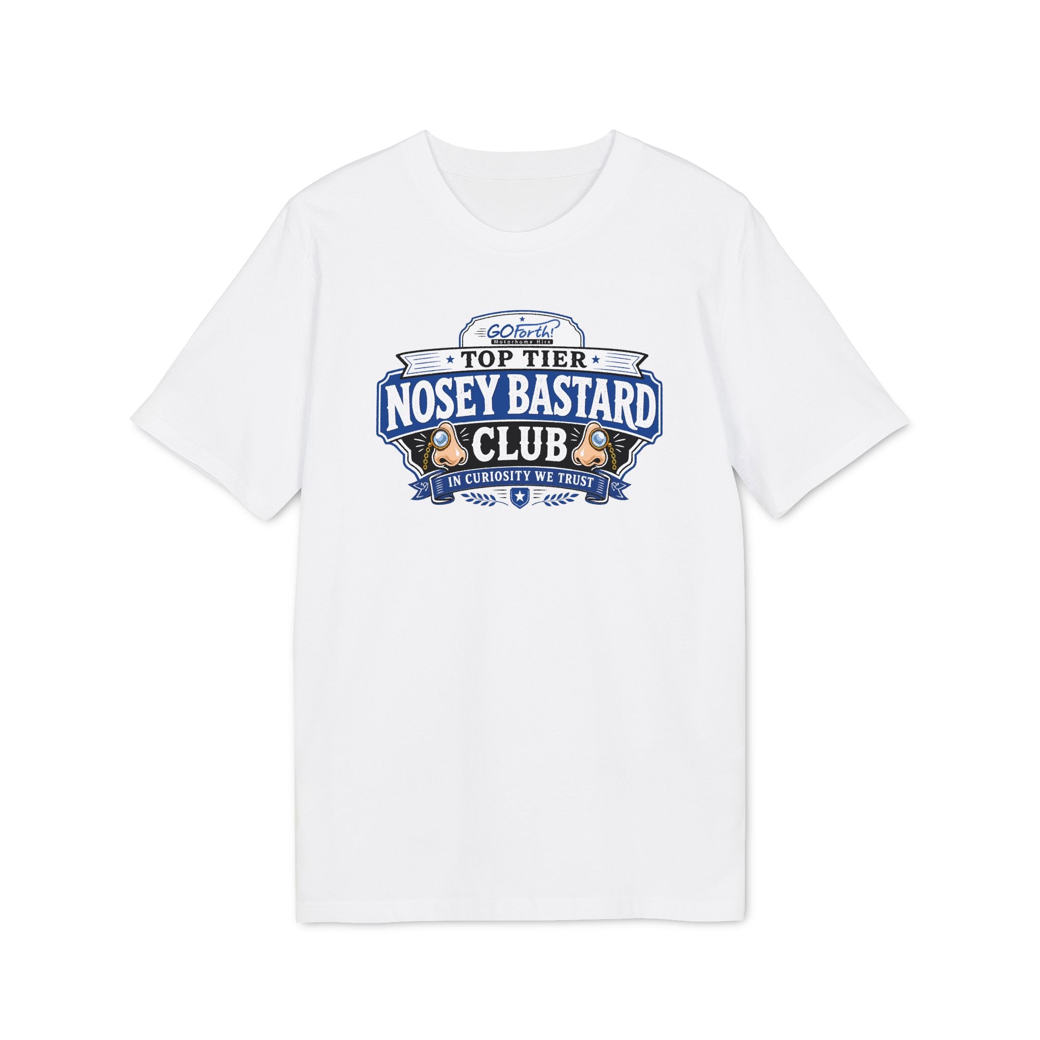 'TOP TIER' Nosey Bastard Club | Official GO Forth! T-Shirt | Large Chest Logo | White