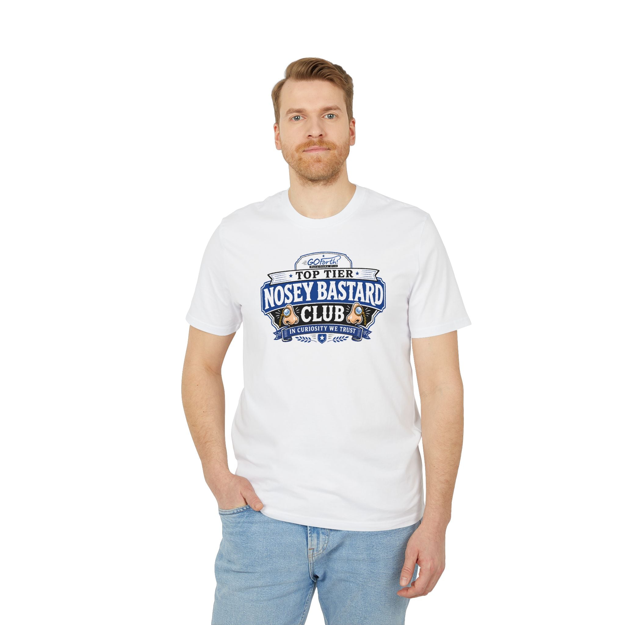'TOP TIER' Nosey Bastard Club | Official GO Forth! T-Shirt | Large Chest Logo | White