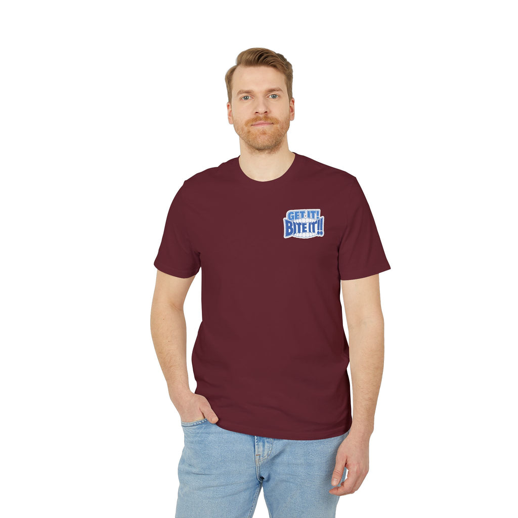 💪 GET IT! BITE IT!! 🫦 | Official GO Forth! T-Shirt | Small Chest Logo | Colour
