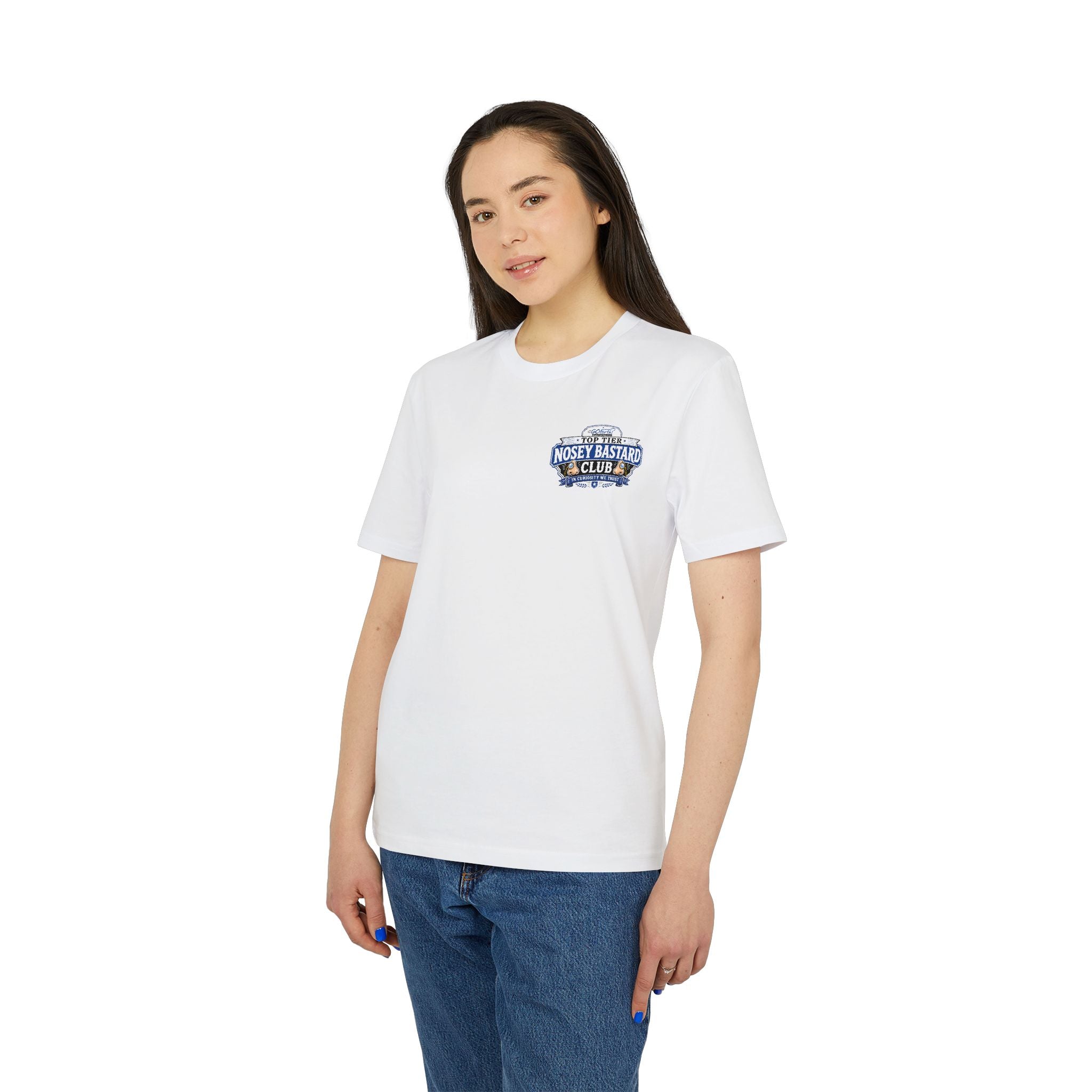 'TOP TIER' Nosey Bastard Club | Official GO Forth! T-Shirt | Small Chest Logo | White